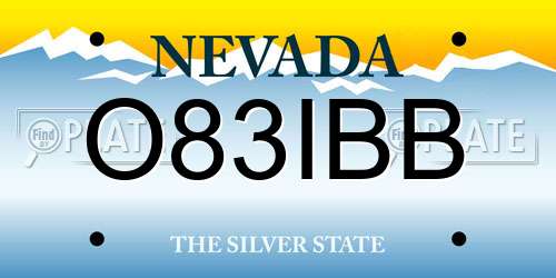O83IBB Nevada License Plate