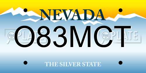 O83MCT Nevada License Plate