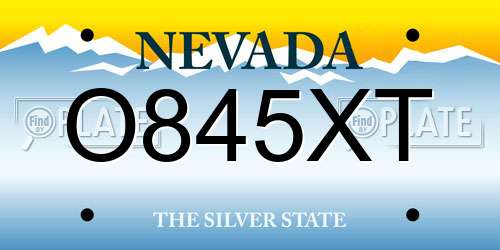 O845XT Nevada License Plate