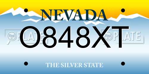 O848XT Nevada License Plate