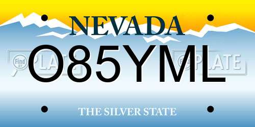 O85YML Nevada License Plate