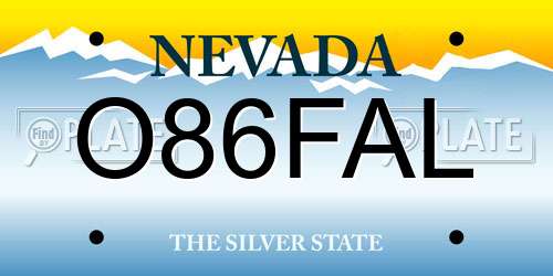 O86FAL Nevada License Plate