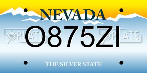 O875ZI Nevada License Plate