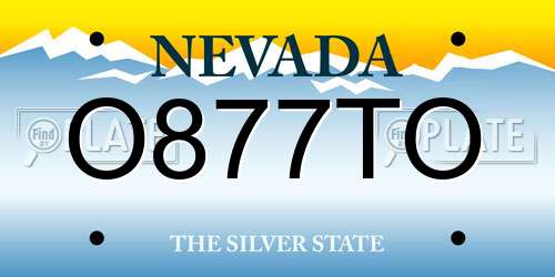O877TO Nevada License Plate