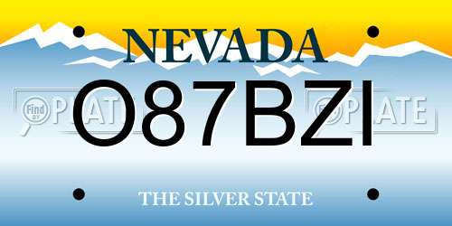 O87BZI Nevada License Plate