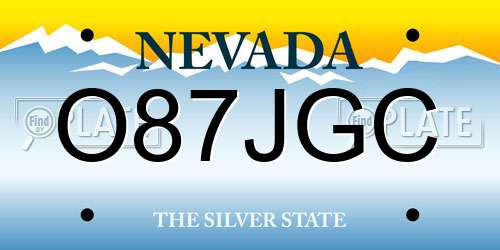 O87JGC Nevada License Plate