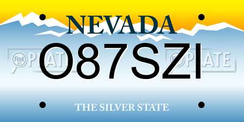 O87SZI Nevada License Plate