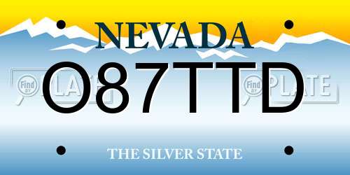 O87TTD Nevada License Plate