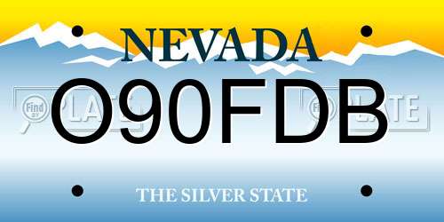 O90FDB Nevada License Plate