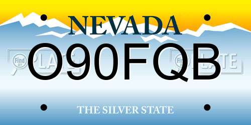 O90FQB Nevada License Plate