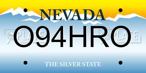 O94HRO Nevada License Plate