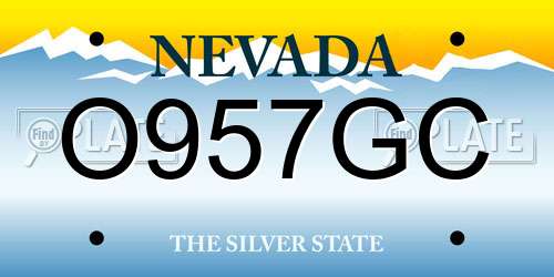 O957GC Nevada License Plate
