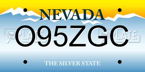 O95ZGC Nevada License Plate