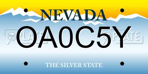 OA0C5Y Nevada License Plate