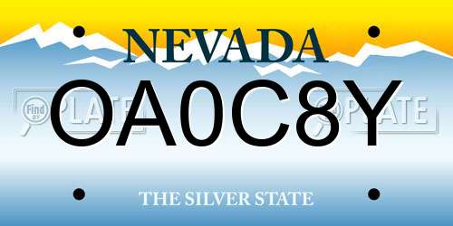 OA0C8Y Nevada License Plate