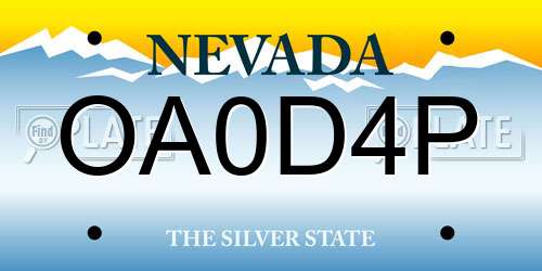 OA0D4P Nevada License Plate