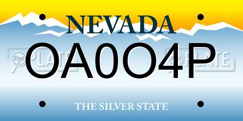 OA0O4P Nevada License Plate