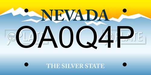 OA0Q4P Nevada License Plate
