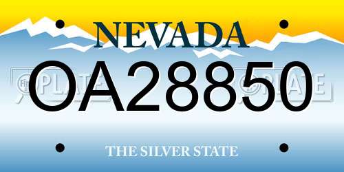 OA28850 Nevada License Plate