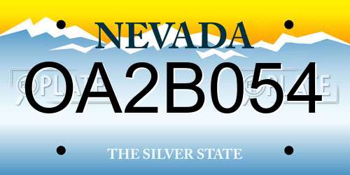 OA2B054 Nevada License Plate