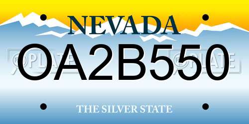 OA2B550 Nevada License Plate
