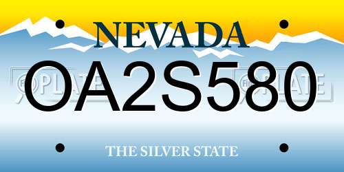 OA2S580 Nevada License Plate