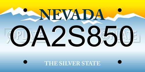 OA2S850 Nevada License Plate