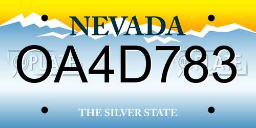 OA4D783 Nevada License Plate