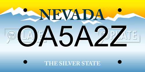 OA5A2Z Nevada License Plate