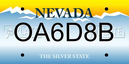 OA6D8B Nevada License Plate
