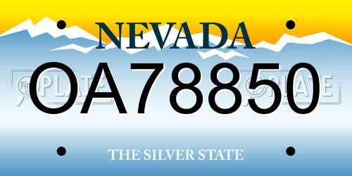 OA78850 Nevada License Plate