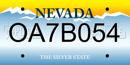 OA7B054 Nevada License Plate