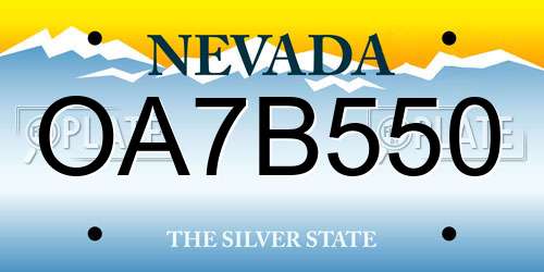 OA7B550 Nevada License Plate