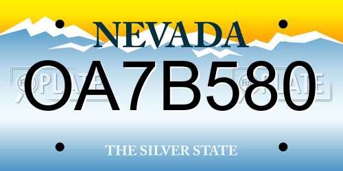 OA7B580 Nevada License Plate
