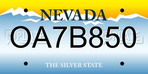 OA7B850 Nevada License Plate