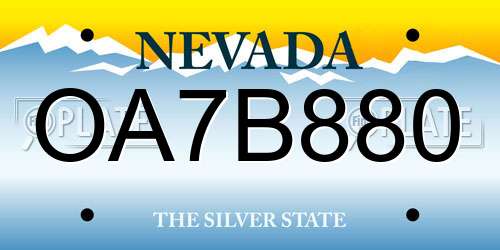 OA7B880 Nevada License Plate