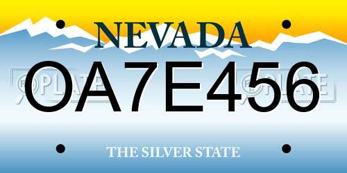 OA7E456 Nevada License Plate