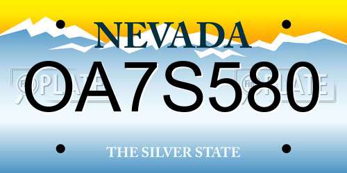 OA7S580 Nevada License Plate