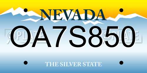 OA7S850 Nevada License Plate