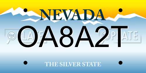 OA8A2T Nevada License Plate