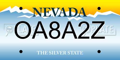 OA8A2Z Nevada License Plate