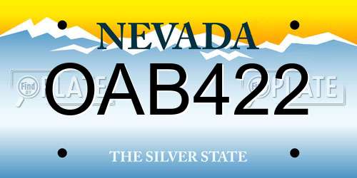 OAB422 Nevada License Plate