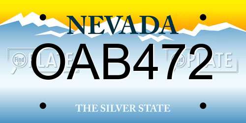 OAB472 Nevada License Plate