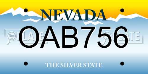 OAB756 Nevada License Plate