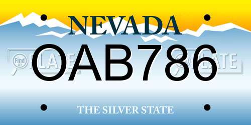 OAB786 Nevada License Plate