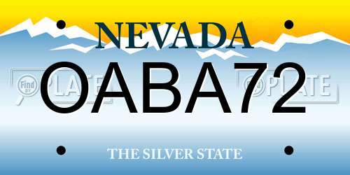 OABA72 Nevada License Plate