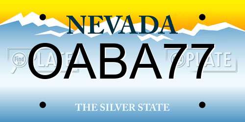 OABA77 Nevada License Plate