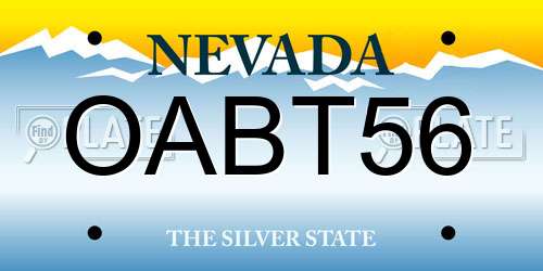 OABT56 Nevada License Plate