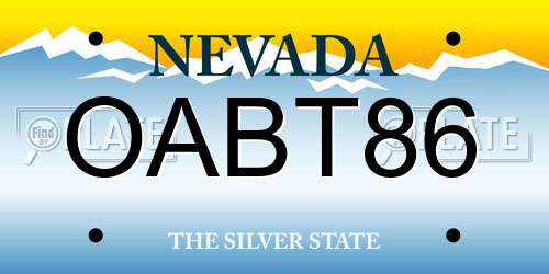 OABT86 Nevada License Plate
