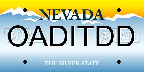 OADITDD Nevada License Plate